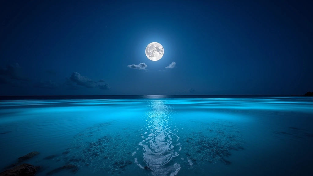 Calendario lunar mostrando las mejores fechas para visitar la bahía bioluminiscente en Fajardo